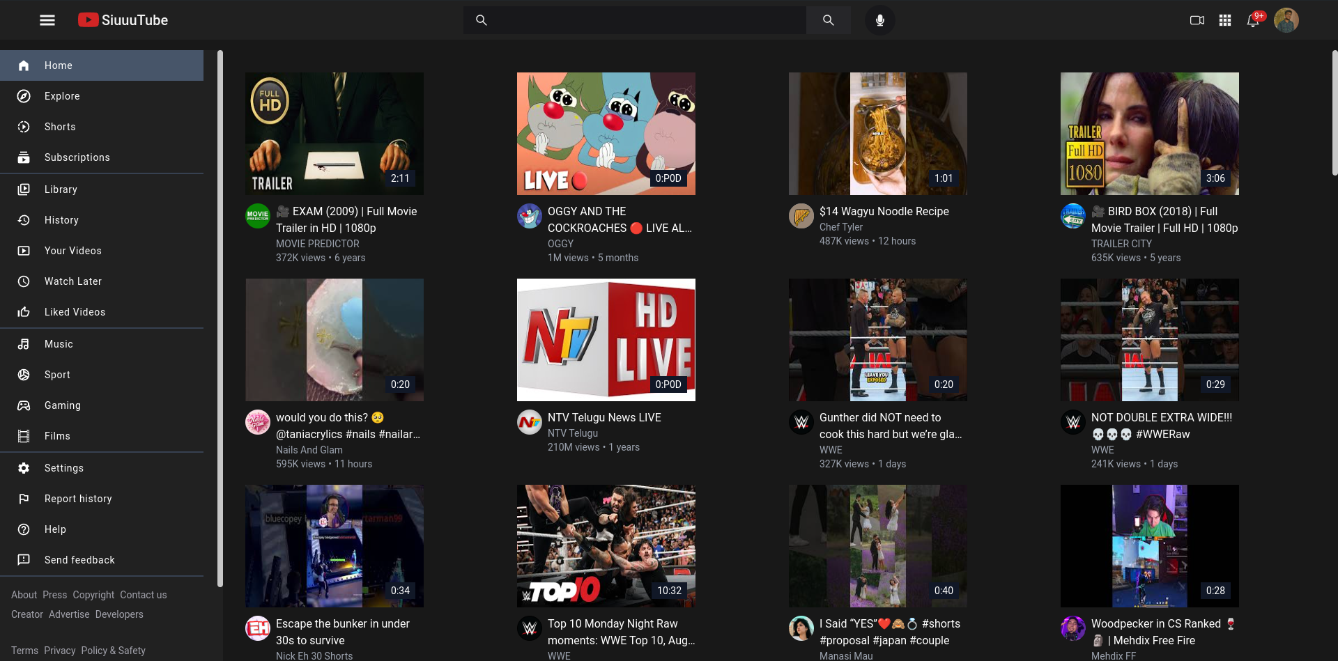 youtube clone website